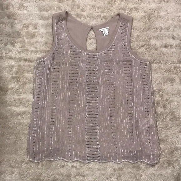 Mercer & Madison nude beaded shell tank Size Small - Picture 1 of 5